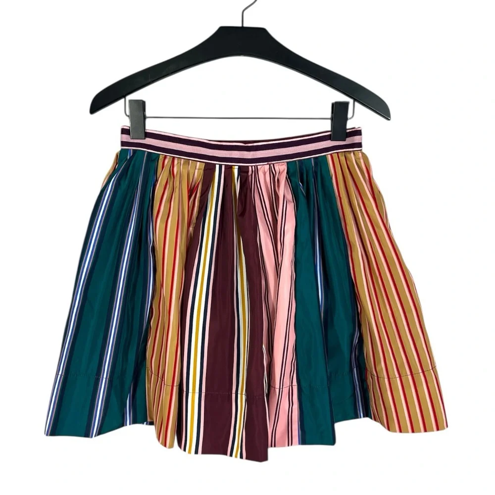 Anthropologie Maeve Taffeta Striped A-Line Mini Skirt Size 2 Multi Color